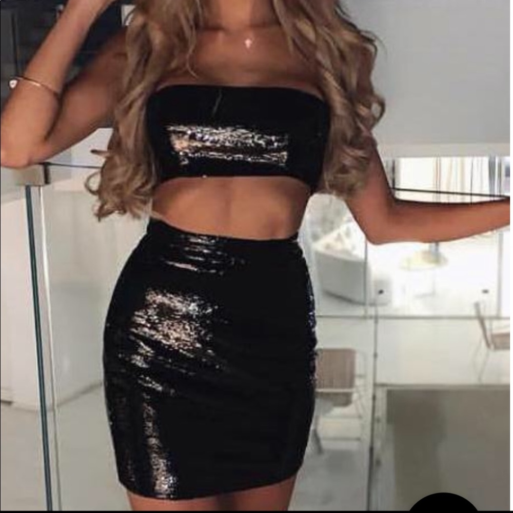 Meshki Georgia Sequin Mini Skirt - Black S